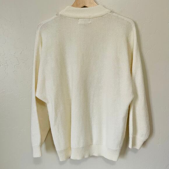 VINTAGE 80's Alfred Dunner Cream Beaded Long Sleeve Sweater - Picture 6 of 9